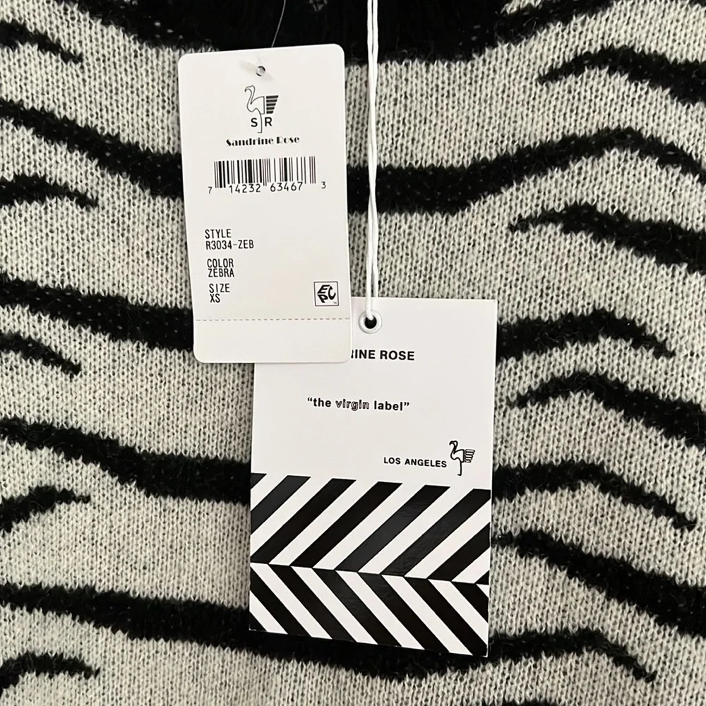 Sandrine rose / free people zebra long sleeve black white sweater